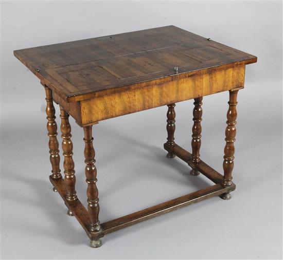 An early 18th century marquetry inlaid walnut side table, W.2ft 10in. D.1ft 1in. H.2ft 4in.